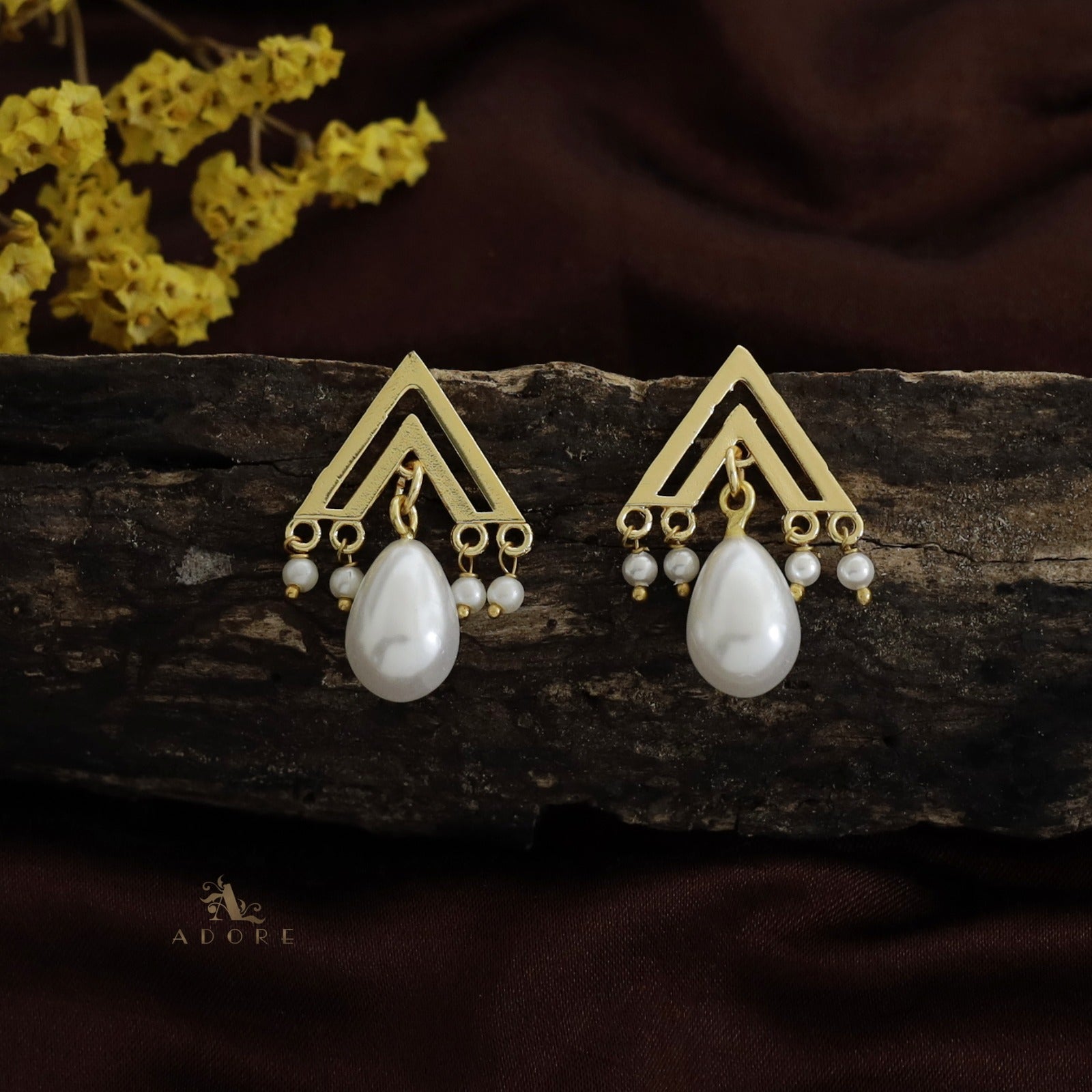 Gold Finish Pearl Stud Earrings Design by Swabhimann Jewellery at Pernia's  Pop Up Shop 2024